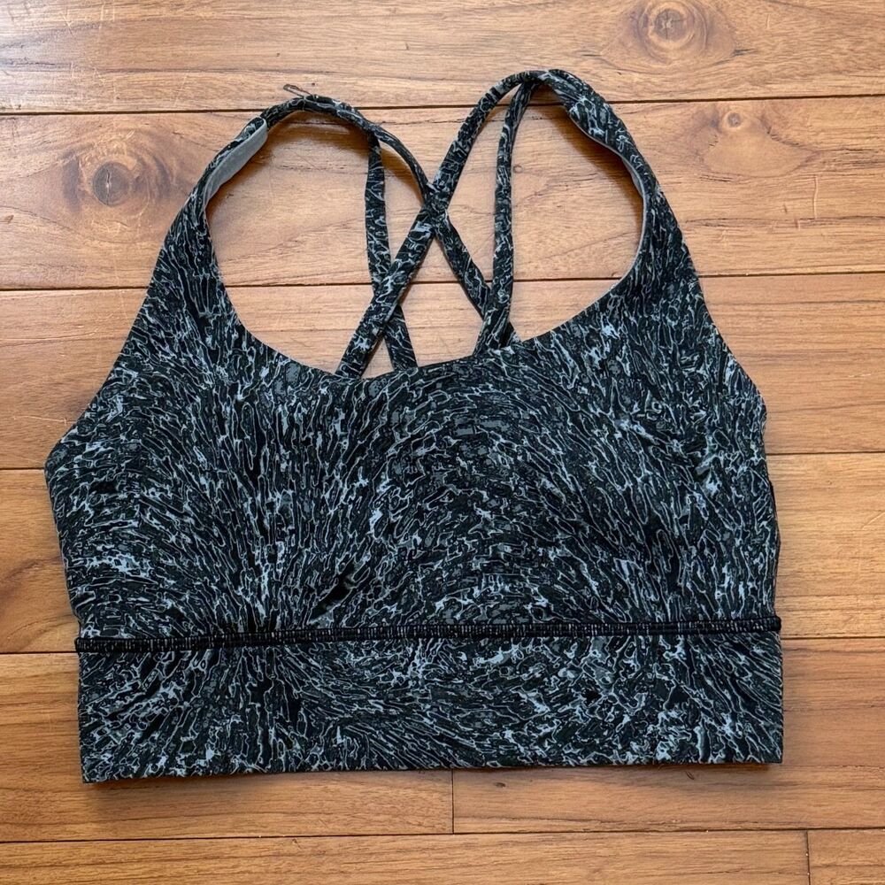 Lululemon Energy Bra Long Line B–D Cup Topography Rhino Grey Multi Size 6